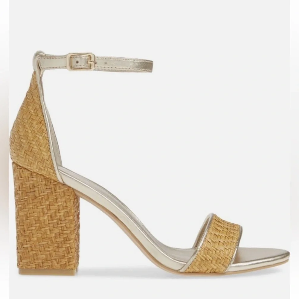 Lilly Pulitzer Amber Lynn Straw Sandal Heels Ankle Strap size 9.5 - Picture 3 of 11